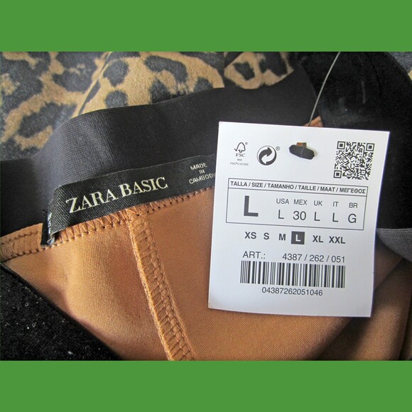 ZARA NEW Cheetah Contrast Pint Waistband Pull-On Legging M - Picture 5 of 11